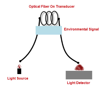 根據傳感器位置劃分光纖傳感器的兩種類型：固有和外接(圖1)