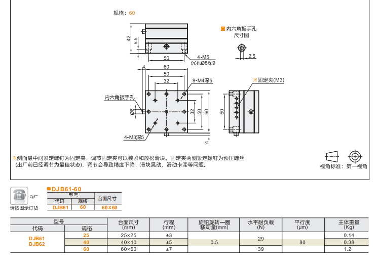 螺桿驅(qū)動(dòng)型DJB61/DJB62手動(dòng)位移滑臺(tái)(圖5)