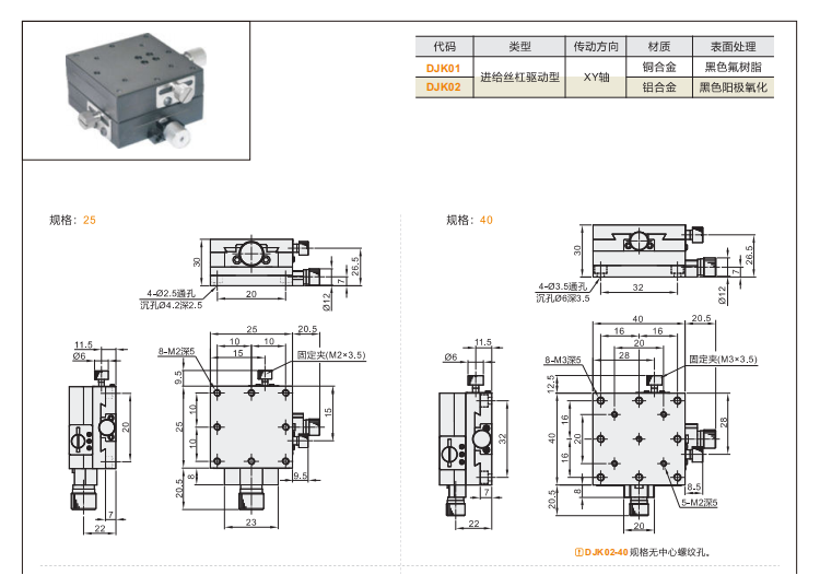 標準型DJK01/DJK02手動位移滑臺(圖4) 標準型DJK01/DJK02手動位移滑臺(圖4)