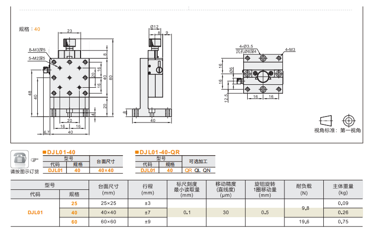 進給絲杠驅動型DJL01/DJL06手動位移臺(圖4)