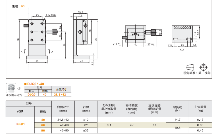 標準型DJQ01/DJS01手動位移滑臺(圖4)