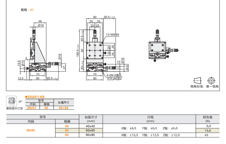 千分尺進給型DIU01手動位移滑臺(圖4)