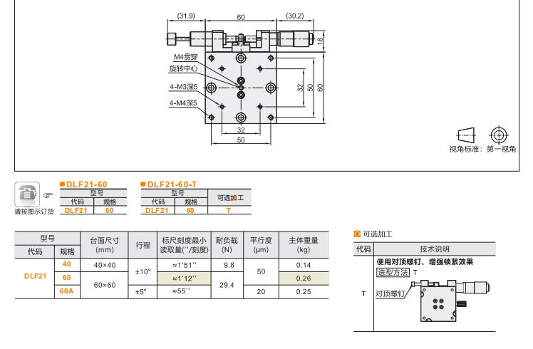 360°手動調節千分尺進給DLF01/DLF11/DLF21手動位移滑臺(圖7)