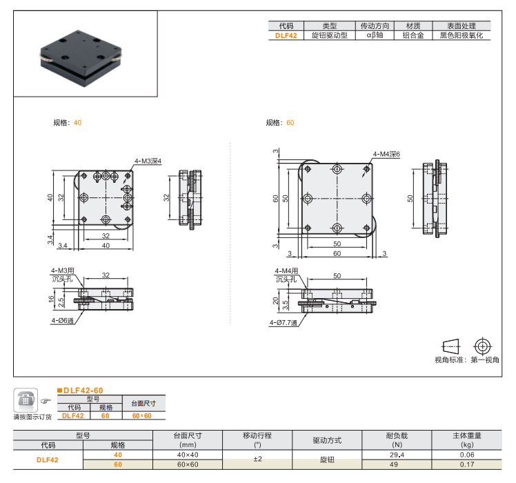 三點支撐式傾斜型DLF41和DLF42旋鈕驅動型(圖4)